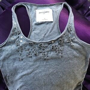 Abercrombie girls gray racerback bejeweled tank